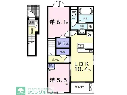 KOUWAI(2LDK/2階)の間取り写真