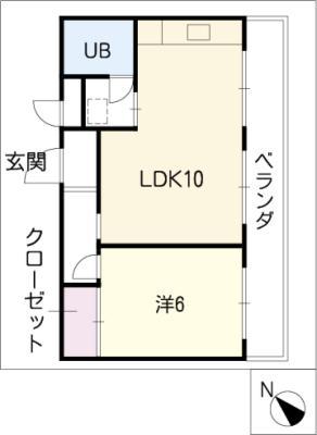 ジュネス歌里(1LDK/1階)の間取り写真