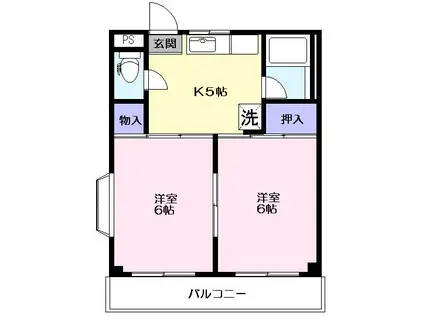 早乙女ハイツ(2K/2階)の間取り写真