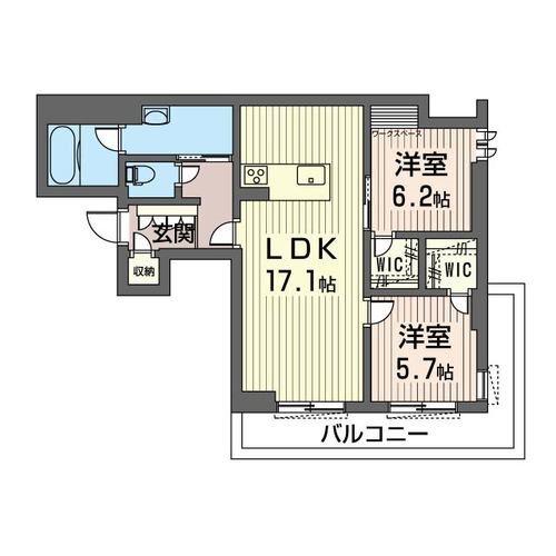 STELLA GATE 陽東(2LDK/3階)の間取り写真