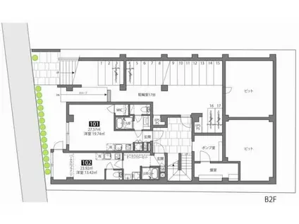 グランヒルズ中落合(1LDK/1階)の間取り写真