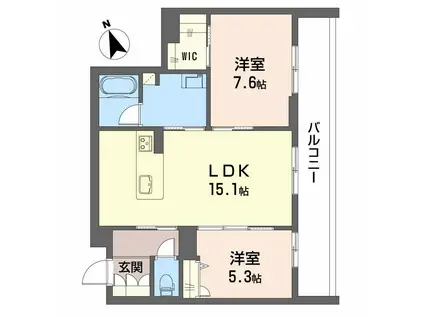 シャーメゾン オークルート五位堂(2LDK/2階)の間取り写真