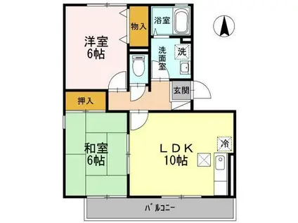サンスカイ徳力II(2LDK/1階)の間取り写真