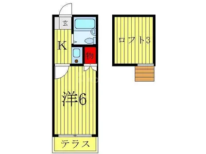 つくしが丘タウンハウス(1K/1階)の間取り写真