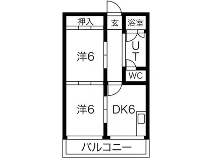 コーポあさひや(2DK/2階)の間取り写真