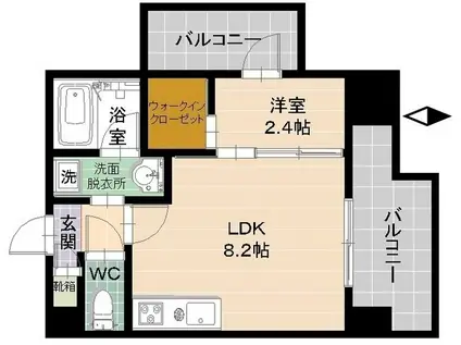 クロロ ザ グランド リバー(1LDK/5階)の間取り写真