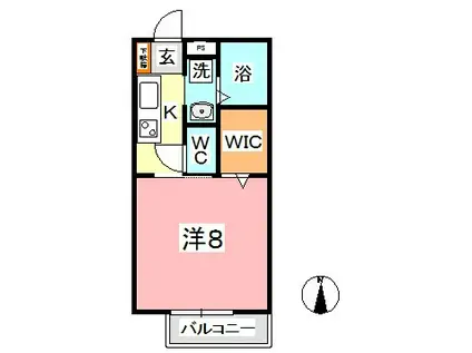 クラスタ玉島 II(1K/2階)の間取り写真