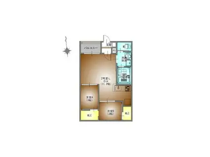 REGALEST高道(2LDK/3階)の間取り写真