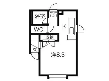 第2次スワンハイツアーバンライフ神居(1K/1階)の間取り写真