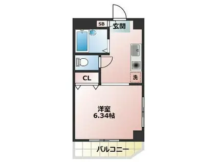 ローズガーデンI(1K/4階)の間取り写真