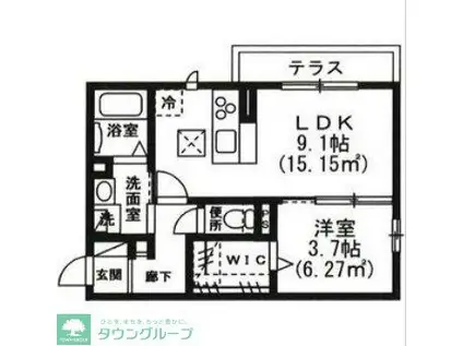 ラインハット・グランバニア(1LDK/1階)の間取り写真