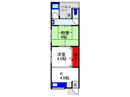 第二ふる里(2K/2階)の間取り写真