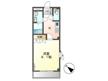 クレバー(1K/1階)の間取り写真