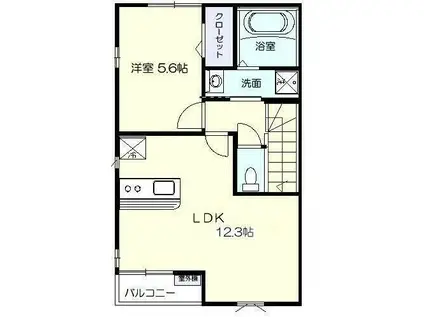 アメージングDS(1LDK/2階)の間取り写真