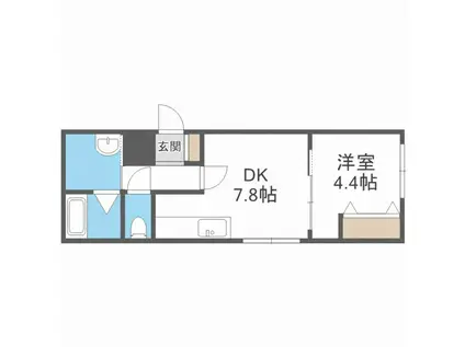 M・FORCE月寒東(1DK/1階)の間取り写真