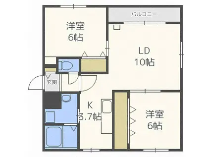 PARK HAIM(2LDK/3階)の間取り写真