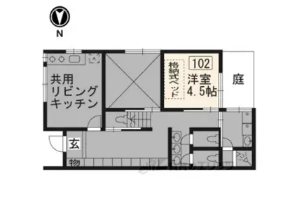 今出川シェアハウス(ワンルーム/1階)の間取り写真