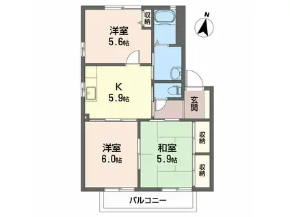 フレグランス野村 B棟(3K/2階)の間取り写真