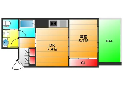 アーバネックス南堀江(1DK/7階)の間取り写真
