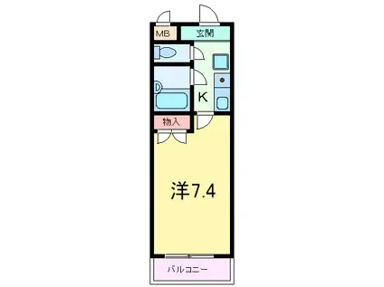 オプティー岡本山手(1K/2階)の間取り写真