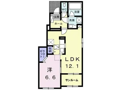 シャネスト(1LDK/1階)の間取り写真
