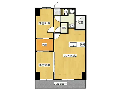 ベラカーササウス(2LDK/6階)の間取り写真