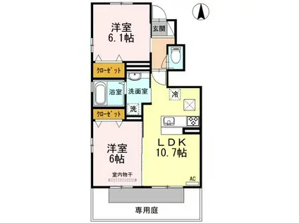 カーサ・フェリーチェ(2LDK/1階)の間取り写真