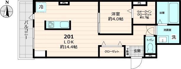 THE OASIS(1LDK/3階)の間取り写真