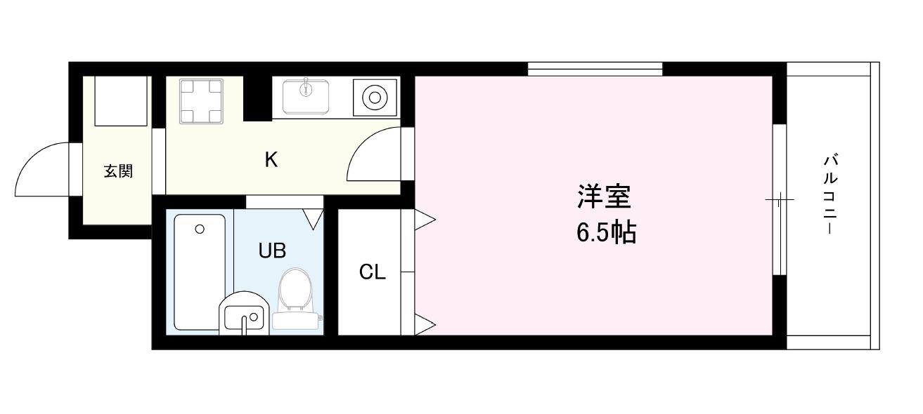 プレアール東中浜(1K/3階)の間取り写真