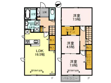 セレッソさくら B棟(3LDK/1階)の間取り写真