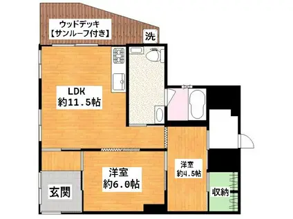 レオネクストCOCO WAVE(2LDK/1階)の間取り写真