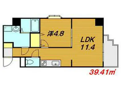 エスポアール庚午(1LDK/2階)の間取り写真