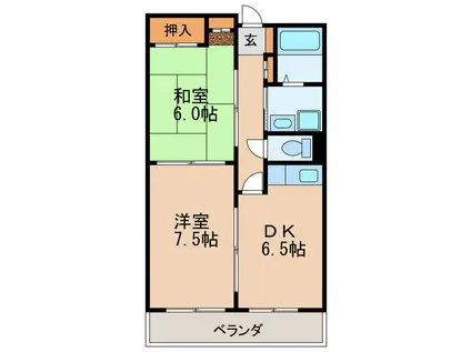 ドムス・栄(2DK/4階)の間取り写真