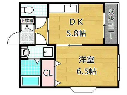 ピコットIII(1DK/2階)の間取り写真