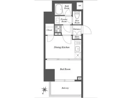 ザ・ゲートハウス雑司が谷(1DK/11階)の間取り写真