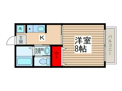 オルティーモC(1K/1階)の間取り写真