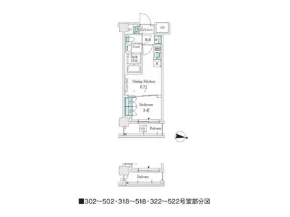 J.GRAN COURT 品川西大井ウエスト(1DK/3階)の間取り写真