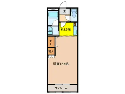 サンヴィレッジ(1K/2階)の間取り写真