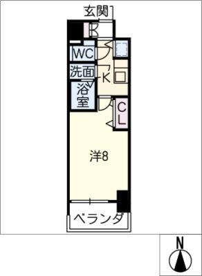 プレサンス新栄町ギャラント(1K/14階)の間取り写真