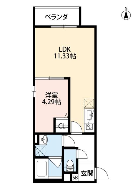 LUMO布施(1LDK/2階)の間取り写真
