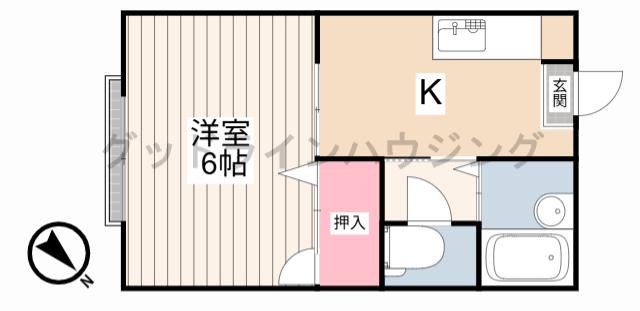 カーサエスクレアB(1K/1階)の間取り写真