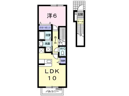 エレガンシア(1LDK/2階)の間取り写真