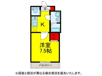 KT 3RD(1K/1階)の間取り写真