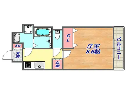 スプランディッド王子公園(1K/2階)の間取り写真