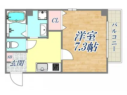 ロータスコート2(1K/2階)の間取り写真