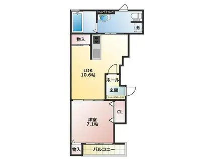ナチュラルヴィレッジ住吉町 A棟(1LDK/2階)の間取り写真