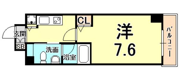 GROOVE MUKOGAWA(1K/9階)の間取り写真
