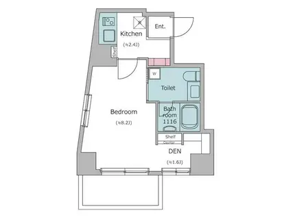 レジディア恵比寿(1K/2階)の間取り写真