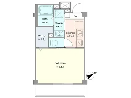 コモテリア渡辺通(1K/2階)の間取り写真