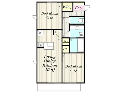 D-ROOMさくら(2LDK/2階)の間取り写真